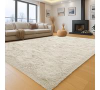 Aspire Homeware Fluffy Bedroom Rug - Cream Large Area Rugs 160x230cm for Living Room Lounge Plush Carpet Modern Soft Shaggy Pile Faux Fur Rug for Home