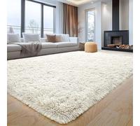 Aspire Homeware Fluffy Bedroom Rug - Cream Large Area Rugs 200x290 cm for Living Room Plush Carpet Modern Soft Shaggy Pile Faux Fur Rug for Home