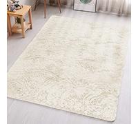 Aspire Homeware Fluffy Bedroom Rug - Cream Lounge Area Rugs 80x150 cm for Living Room Large Plush Carpet Modern Soft Shaggy Pile Faux Fur Rug for Home
