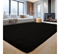 Aspire Homeware Fluffy Shaggy Black Rugs Living Room Large 140x200 cm, 450 GSM Thick Soft Pile Non Slip Carpet, Non-Shedding, Machine Washable Bedside Area Rug for Bedroom, Hallway, Kids Nursery Room