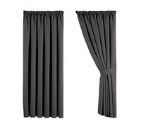 Aspire Homeware Grey Blackout Curtains Thermal Pencil Pleat Curtains 66x72 Blackout Curtain for Bedroom Living Room Window Curtain 2 Panels + 2 Tie Backs (167 x 183 CM)