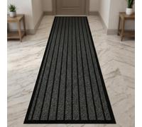 Aspire Homeware Hallway Runner Rug Black 80x150cm Non Slip, Heavy Duty Carpet Runner, Rubber Backed Floor Mat, Dirt Trapper Washable Rug for Hallway Kitchen Bedroom Laundry Office