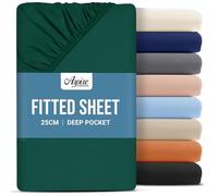 Aspire Homeware King Size Fitted Sheets - 25 cm Deep Hotel Quality (Emerald) Bed Sheets - Soft & Breathable Fitted Sheets King Size - Anti-Wrinkle Easy Care Fitted Sheet