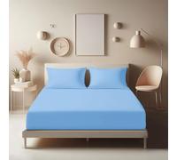 Aspire Homeware King Size Fitted Sheets - 25 cm Deep Hotel Quality (Light Blue) Bed Sheets - Soft & Breathable Fitted Sheets King Size - Anti-Wrinkle Easy Care Fitted Sheet