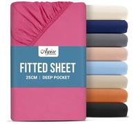Aspire Homeware King Size Fitted Sheets - 25 cm Deep Hotel Quality (Pink) Bed Sheets - Soft & Breathable Fitted Sheets King Size - Anti-Wrinkle Easy Care Fitted Sheet