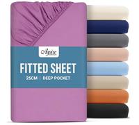 Aspire Homeware King Size Fitted Sheets - 25 cm Deep Hotel Quality (Purple) Bed Sheets - Soft & Breathable Fitted Sheets King Size - Anti-Wrinkle Easy Care Fitted Sheet