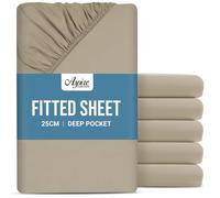 Aspire Homeware King Size Fitted Sheets 6 Pack - 25 cm Deep Hotel Quality (Beige) Bed Sheets - Soft & Breathable Fitted Sheets King Size - Anti-Wrinkle Easy Care Fitted Sheet