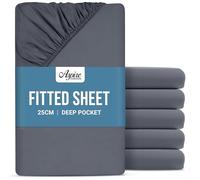 Aspire Homeware King Size Fitted Sheets 6 Pack - 25 cm Deep Hotel Quality (Charcoal) Bed Sheets - Soft & Breathable Fitted Sheets King Size - Anti-Wrinkle Easy Care Fitted Sheet