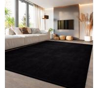 Aspire Homeware Modern Rugs Living Room 100% Polyester Rug for Bedroom Kids Room Soft Fluffy 600 GSM Anti Slip Backing Thick Pile Durable Carpet Non-Shedding Rug for Nursery Room Black, 160x230 cm