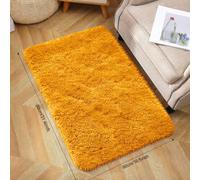 Aspire Homeware Non-Slip Ochre Shaggy Rug Soft Fluffy Washable Doormat, (L)80Cm X (W)50Cm
