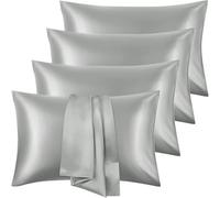 Aspire Homeware Pillow Cases 12 Pack - Super Soft Satin Pillowcase Feels Like Silk Pillowcase - Grey Silk Pillowcases for Hair and Skin Care (50x75cm)