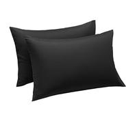 Aspire Homeware Pillow Cases 2 Pack - 100% Brushed Microfiber Black Pillowcases Super Soft Envelope Closure Pillow Cover (50x75cm)