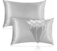 Aspire Homeware Pillow Cases 2 Pack - Super Soft Satin Pillowcase Feels Like Silk Pillowcase - Silver Silky Pillow Covers for Hair and Skin Care (50x75cm)