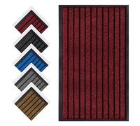 Aspire Homeware Red Door Mat Indoor & Outdoor - 50x80cm Shoe Scraper Anti Slip Rubber Mat Super Absorbent Dirt Trapper Doormats Washable Lightweight Floor Mats