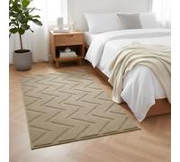 Aspire Homeware Rugs For Bedroom 80x150 cm - 100% Polyester Machine Washable Beige Rugs Living Room Anti Slip Hallway Carpet Runner, Modern Zig Zag High Low Pile Rug For Kids Room Non Shedding