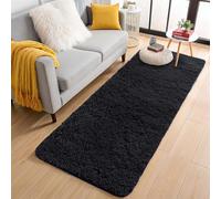 Aspire Homeware Rugs for Living Room - Black Fluffy Area Rugs 60x220cm for Bedroom - Super Soft Hallway Runner Shaggy Rug Thick Pile Non Shedding