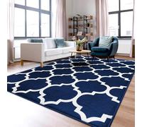 Aspire Homeware Rugs Living room 120 x 170 Anti Slip Trellis Style Bedroom Rug - Soft Easy to Clean Floor Carpets for Nursery Room, Lounge, office- Non-Shedding Large Navy Blue Area Rugs (Ava Navy)