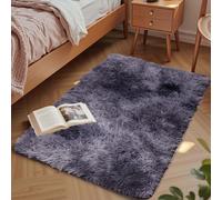 Aspire Homeware Rugs Living Room - Dark Grey Area Rugs for Bedroom Anti Slip - Modern Super Soft Thick Pile Small Fluffy Shaggy Rug Non Shedding (Tye-Dye Grey, 50x80 cm)