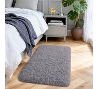 Aspire Homeware Rugs Living Room - Grey Area Rugs for Bedroom Anti Slip - Modern Super Soft Thick Pile Small Fluffy Shaggy Rug Non Shedding, 50cm x 80 cm