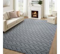 Aspire Homeware Rugs Living Room Large 160x230 cm - 100% Polyester Machine Washable Grey Rugs For Bedroom Anti Slip Bedside Carpet, Modern Zig Zag High Low Pile Rug For Kids Room Non Shedding