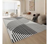 Aspire Homeware Rugs Living room Large 160x230 cm-Large Bedside Non-Slip Geometric Boho Style Printed Crawling & Playing Anti-Slip Backing Short Pile Black &White Rug for Bedroom, Nursery Room (Jett)