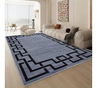 Aspire Homeware Rugs Living room Large 160x230 cm - Large Bedside Non-Slip Greek Key Style Printed Crawling & Playing Anti-Slip Backing Short Pile Grey Rug for Bedroom Lounge, Office, Nursery(Nico)