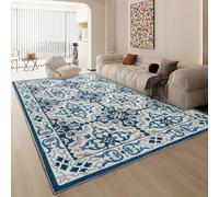 Aspire Homeware Rugs Living room Large 160x230 cm - Large Bedside Non-Slip Traditional Pattern Printed Crawling & Playing Anti-Slip Backing Short Pile Light Blue Rug for Bedroom, Nursery Room (Luna)