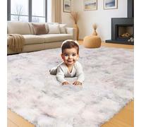 Aspire Homeware Rugs Living Room Large 160x230 cm - Tie-Dye Light Grey Area Rugs for Bedroom Anti Slip - Modern Super Soft Plush Carpets for Lounge - Fluffy Shaggy Bedside Large Rugs for Living Room