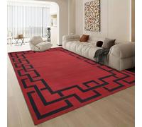 Aspire Homeware Rugs Living room Large 160x230 - Non-Slip Greek Key Style Printed Crawling & Playing Anti-Slip Backing Short Pile Red Rug for Bedroom Lounge, Office, Nursery Room (Lexi)