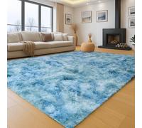 Aspire Homeware Rugs Living Room Large 200x290 cm - Tie-Dye Teal Area Rugs for Bedroom Anti Slip - Modern Super Soft Plush Carpets for Lounge - Fluffy Shaggy Bedside Large Rugs for Living Room