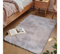 Aspire Homeware Rugs Living Room Small 50cm x 80 cm - Tie-Dye Light Grey Area Rugs for Bedroom Anti Slip - Modern Super Soft Plush Floor Carpets for Lounge - Fluffy Shaggy Bedside Rug for Kids Room