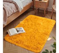 Aspire Homeware Rugs Living Room - Small Area Rugs for Bedroom - Anti Slip Modern Fluffy Shaggy Rug Super Soft Thick Pile Non Shedding, Ochre, 50cm x 80 cm