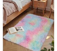 Aspire Homeware Rugs Living Room Small Area Rugs Rainbow 50x80cm for Bedroom Anti Slip Modern Super Soft Thick Pile Small Fluffy Shaggy Rug Non Shedding