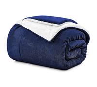 Aspire Homeware Sherpa Fleece Blanket Navy Throws for Sofas - Soft Fluffy Thick Blanket for Bed Reversible Microfiber Sofa Throw (Single, (130 x 150 cm))