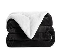 Aspire Homeware Sherpa Fleece Blanket Reversible Plush Soft Fluffy Fleece Blankets Thick Bed Throws Microfiber Throw for Sofa (Black, Super King (230 x 270 cm))