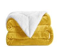 Aspire Homeware Sherpa Fleece Blanket Reversible Plush Soft Fluffy Fleece Blankets Thick Bed Throws Microfiber Throw for Sofa (Ochre, Super King (230 x 270 cm))