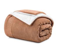 Aspire Homeware Sherpa Fleece Blanket Single - Soft Bed Throws Fluffy Large Blanket Thick Reversible Microfiber Sofa Throw - Camel 130 x 150 cm