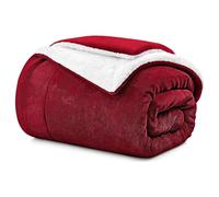 Aspire Homeware Sherpa Fleece Blanket - Soft Fluffy Sofa Throw & Bed Cover - Large Burgundy Christmas Throw (150 x 200 cm)