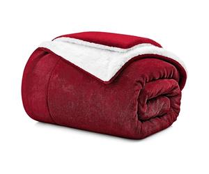 Aspire Homeware Sherpa Fleece Blanket Soft Fluffy Sofa Throw - Large Burgundy Christmas Throws for Beds Double Reversible Microfiber Thick Large Travel Winter Blanket (150 x 200 cm)