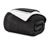 Aspire Homeware Sherpa Fleece Blanket Throws for Sofas Double Size - Soft Fluffy Thick Black Bed Throw Blanket Microfiber Sofa Throw (150 x 200 cm)