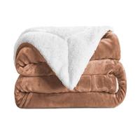 Aspire Homeware Sherpa Fleece Blanket Throws for Sofas Large King Size Blanket Reversible Soft Fluffy Travel Blankets for Beds Microfiber Sofa Throw, Camel, 200 x 240 cm