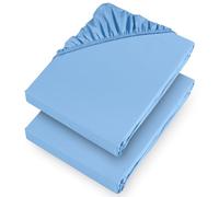 Aspire Homeware Single Fitted Sheet 2 Pack 25 Cm Deep Pocket 10 Inch Sky Blue Bed Sheets - Soft & Breathable Fitted Bedsheet Brushed Microfiber Shrinkage and Fade Resistant Bottom Sheet