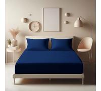 Aspire Homeware Single Fitted Sheet - 25 cm Deep Hotel Quality (Navy) Bed Sheets - Soft & Breathable Fitted Sheet Single Bed - Anti-Wrinkle Easy Care Fitted Sheets