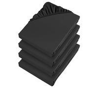 Aspire Homeware Single Fitted Sheet 4 Pack 25 Cm Deep Pocket Black Bed Sheets Hotel Quality - Soft & Breathable Fitted Bedsheets Shrinkage and Fade Resistant Bottom Sheet