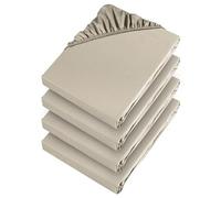 Aspire Homeware Single Fitted Sheet 4 Pack 25 Cm Deep Pocket Cream Bed Sheets - Soft & Breathable Fitted Bedsheet Brushed Microfiber Shrinkage and Fade Resistant Bottom Sheet
