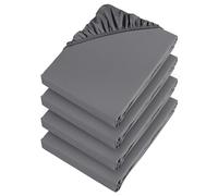 Aspire Homeware Single Fitted Sheet 4 Pack 25 Cm Deep Pocket Grey Bed Sheets Hotel Quality - Soft & Breathable Fitted Bedsheet Shrinkage and Fade Resistant Bottom Sheet