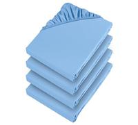 Aspire Homeware Single Fitted Sheet 4 Pack 25 Cm Deep Pocket Sky Blue Bed Sheets - Soft & Breathable Fitted Bedsheet Brushed Microfiber Shrinkage and Fade Resistant Bottom Sheet