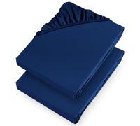 Aspire Homeware Single Fitted Sheets 2 Pack 25 Cm Deep Pocket 10 Inch Navy Bed Sheets - Soft & Breathable Fitted Bedsheet Brushed Microfiber Shrinkage and Fade Resistant Bottom Sheet