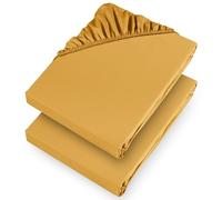 Aspire Homeware Super King Fitted Sheet 2 Pack 25 Cm Deep Pocket 10 Inch Ochre Bed Sheets - Soft & Breathable Fitted Bedsheet Brushed Microfiber Shrinkage and Fade Resistant Bottom Sheet