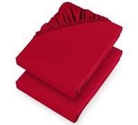 Aspire Homeware Super King Fitted Sheet 2 Pack 25 Cm Deep Pocket 10 Inch Red Bed Sheets - Soft & Breathable Fitted Bedsheet Brushed Microfiber Shrinkage and Fade Resistant Bottom Sheet